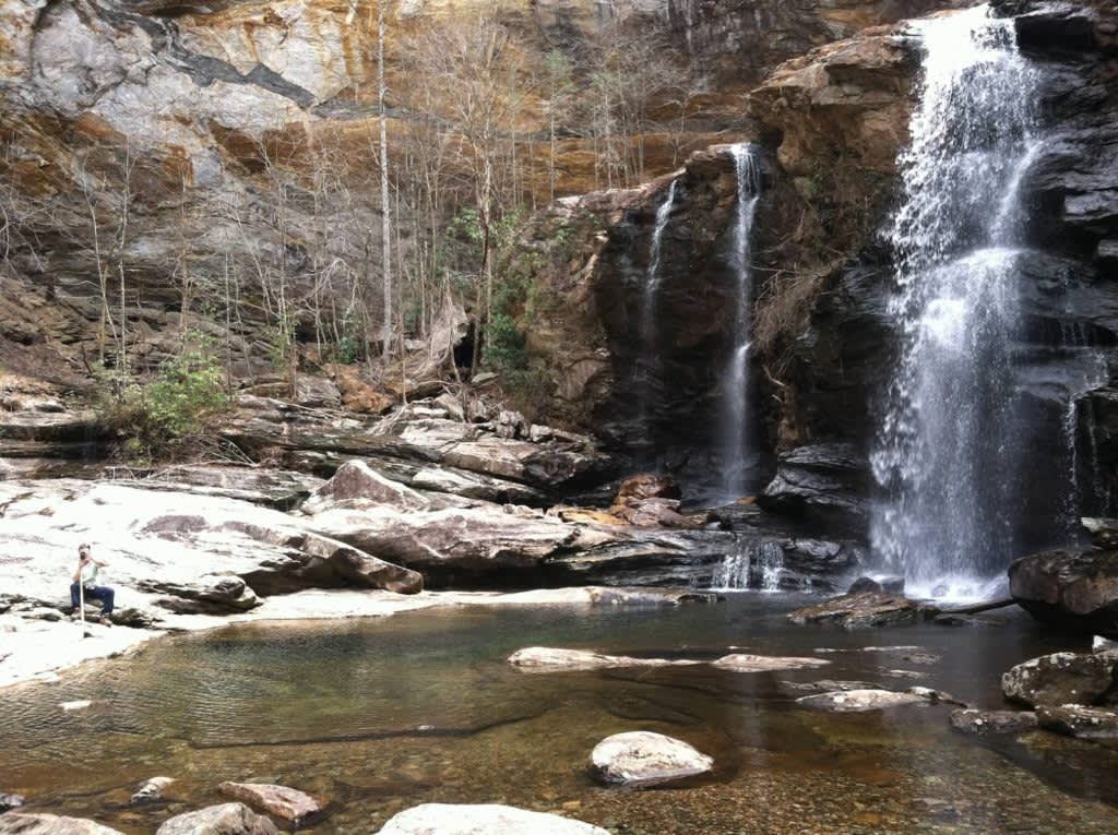 Heavily eroded rock summit of Yellow Mountain NC with panoramic views of surrounding mountains